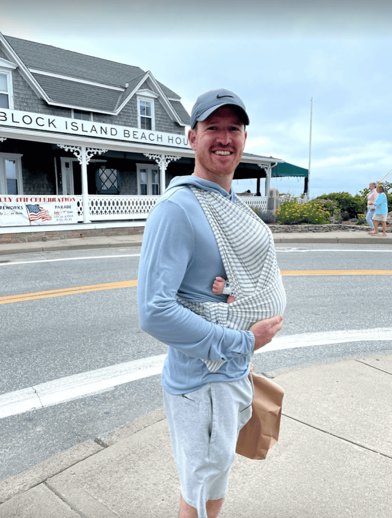 michael donovan in front of the block island beach house