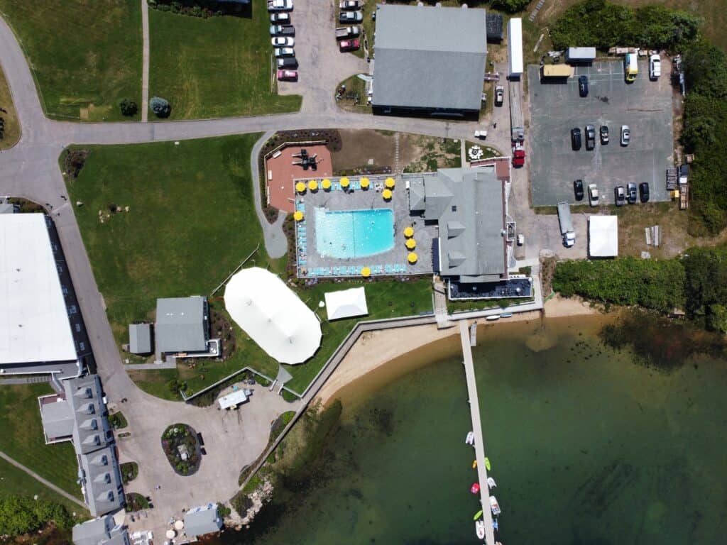 Champlins Block Island overhead drone shot