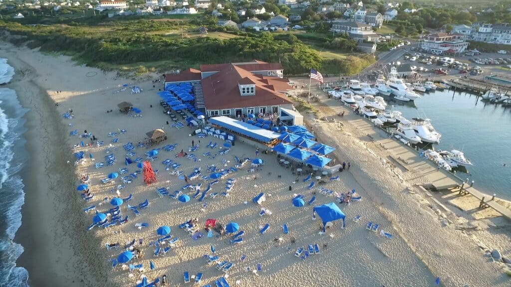 drone shot of Ballards Block Island beach