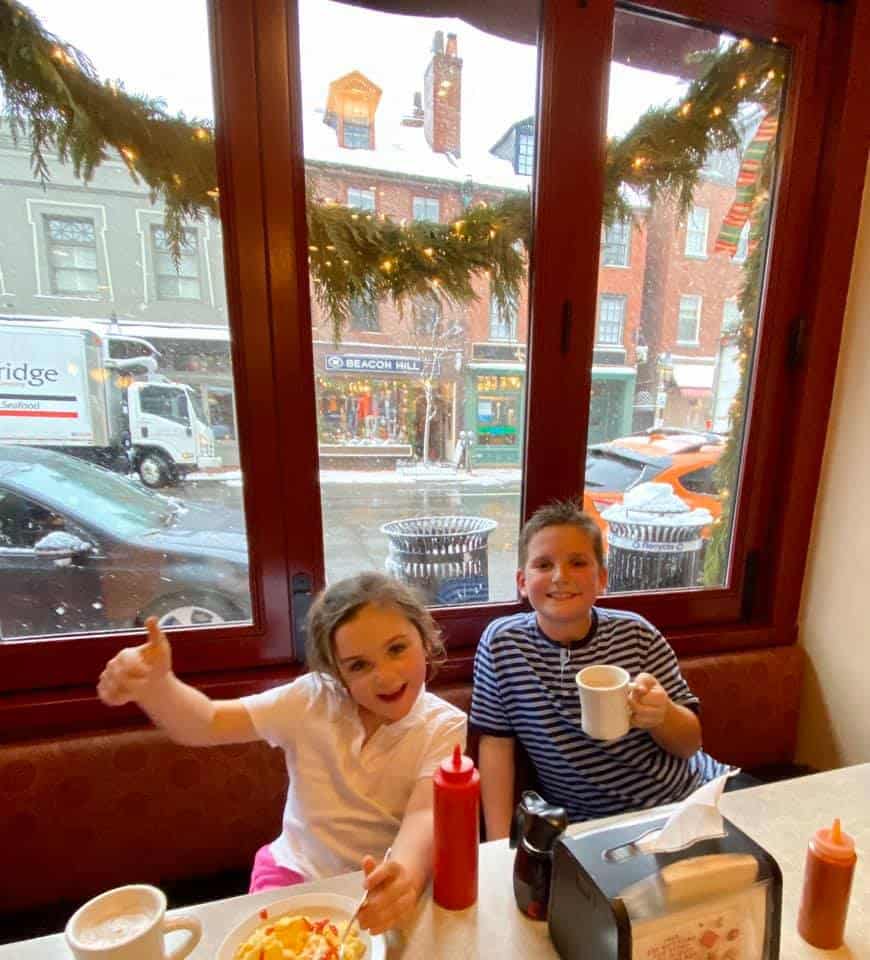 niece and nephew having breakfast at the Paramount