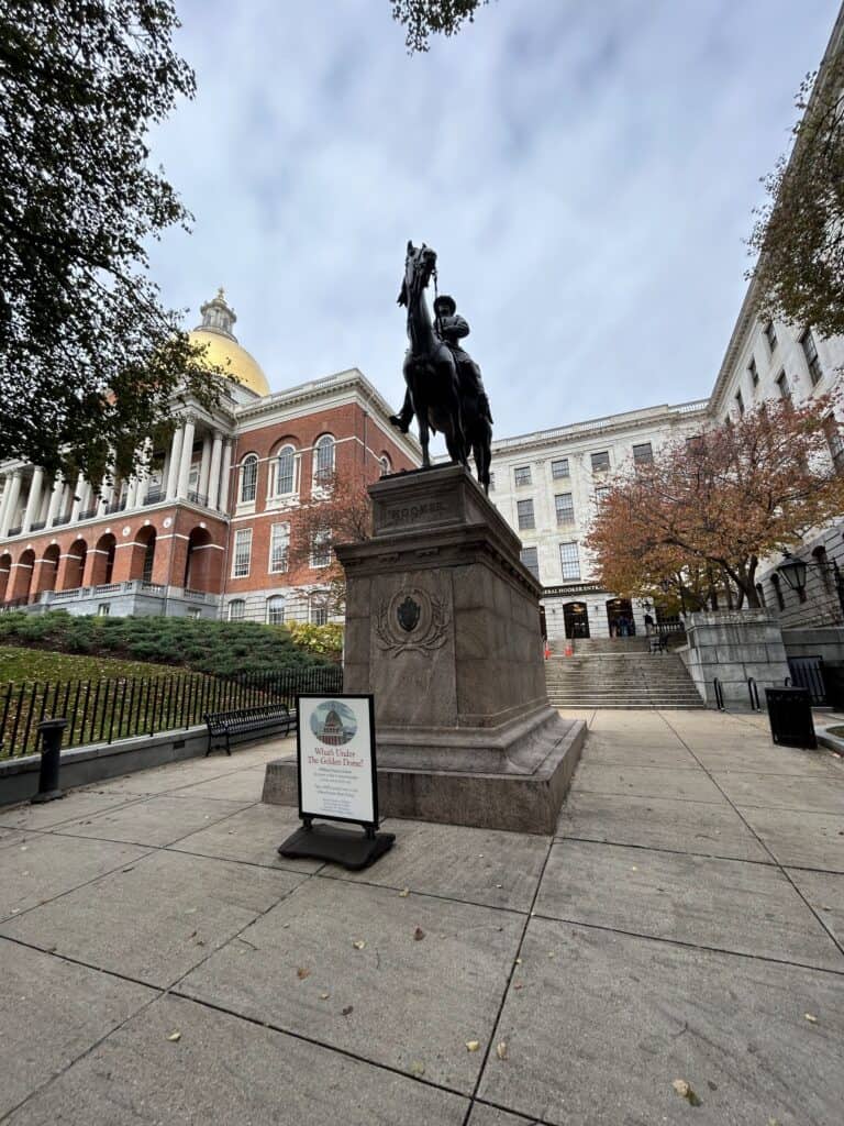 statue in front of MA state house